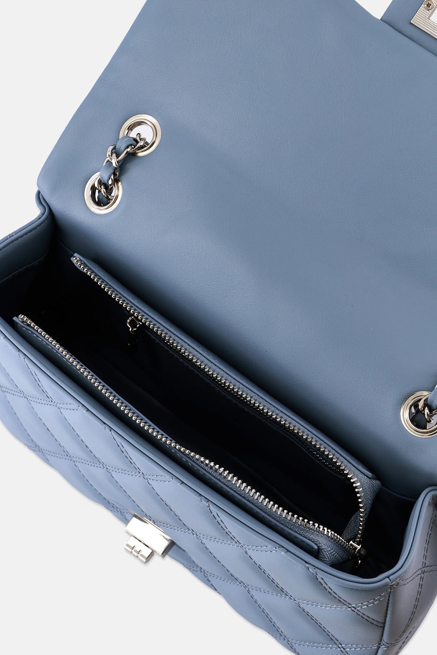 Bebe Quilted Turn Lock Cross Body Bag, Slate Blue