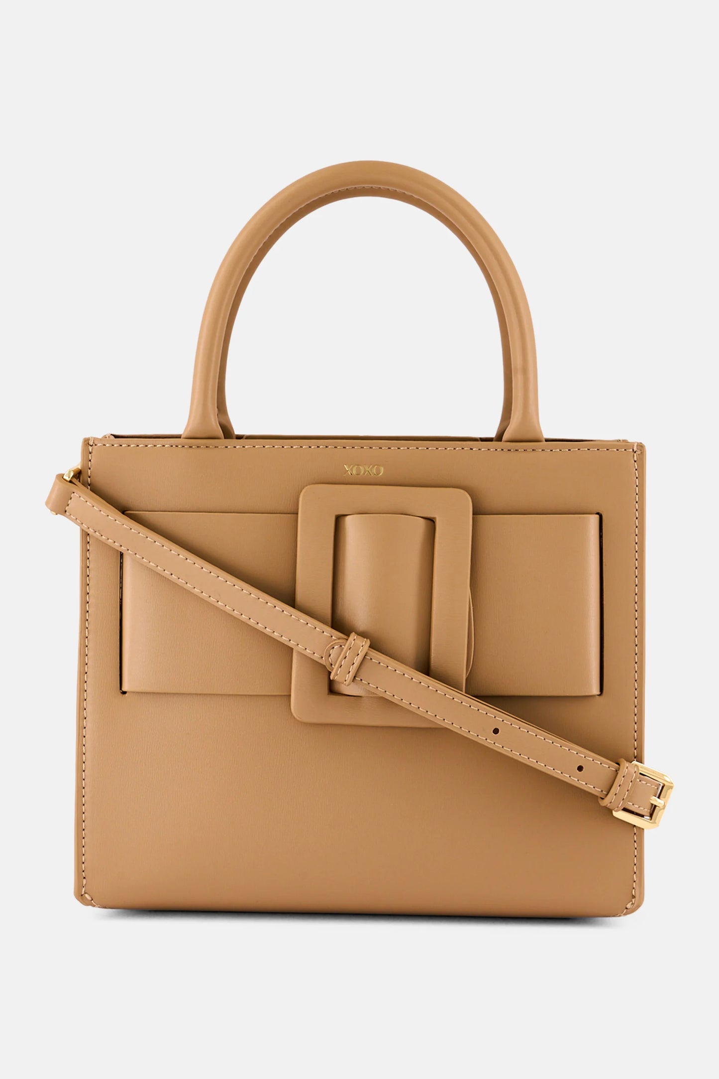 Bebe Solid Satchel Bag, Tan