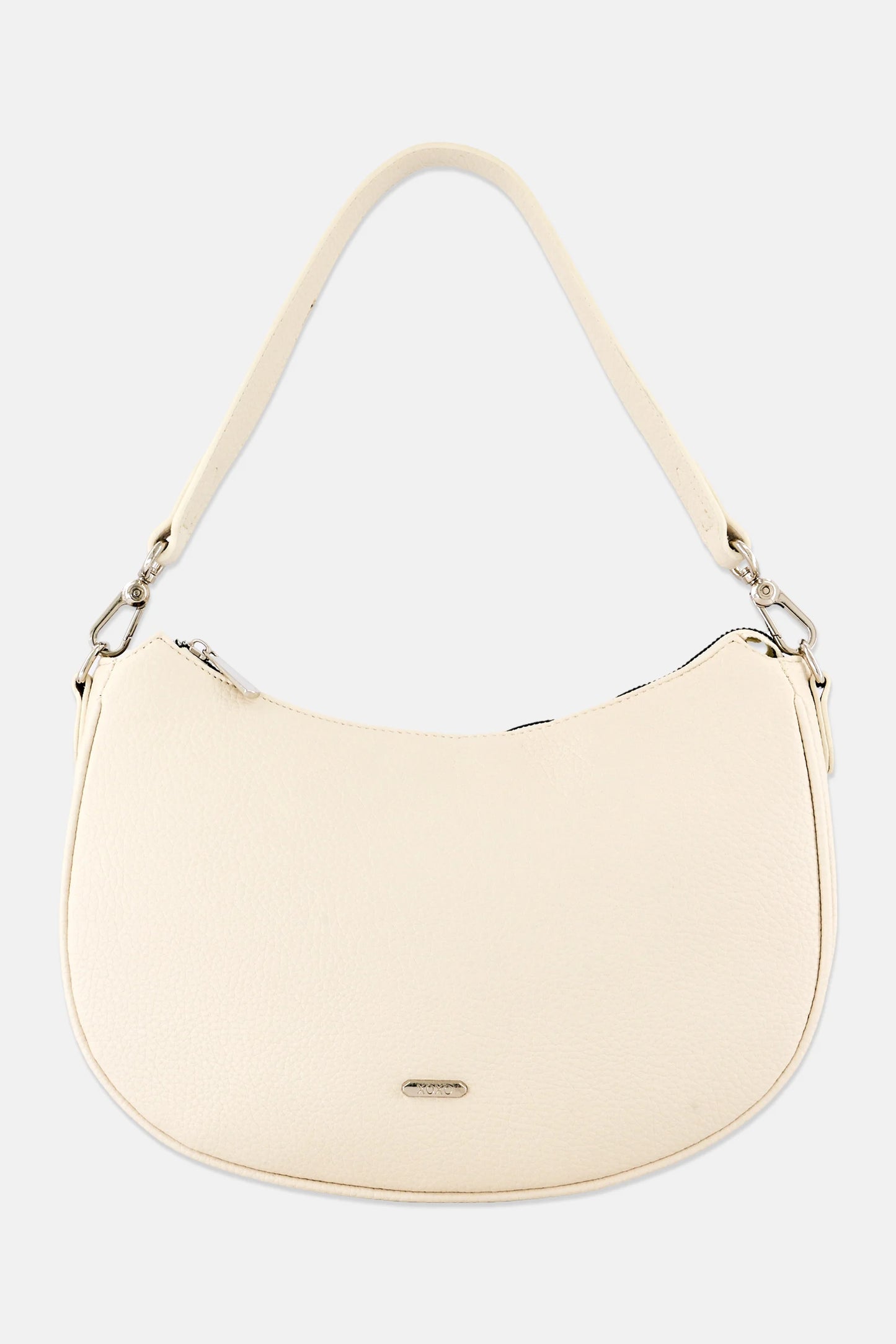 XOXO Women Brand Logo Crescent Handbag, Off White
