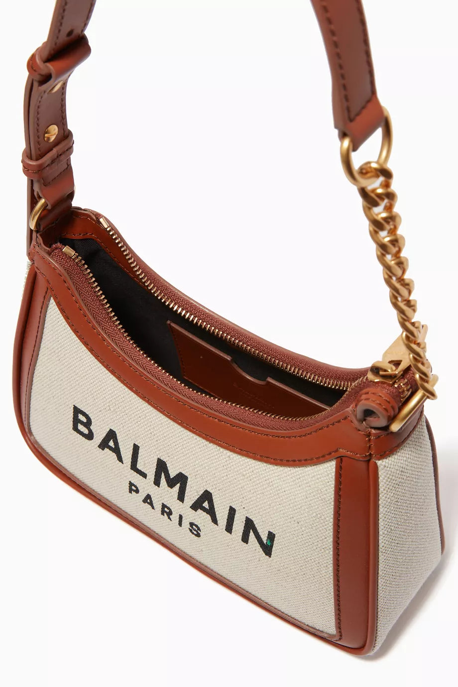 BALMAIN B-Army Shoulder Bag in Canvas & Leather