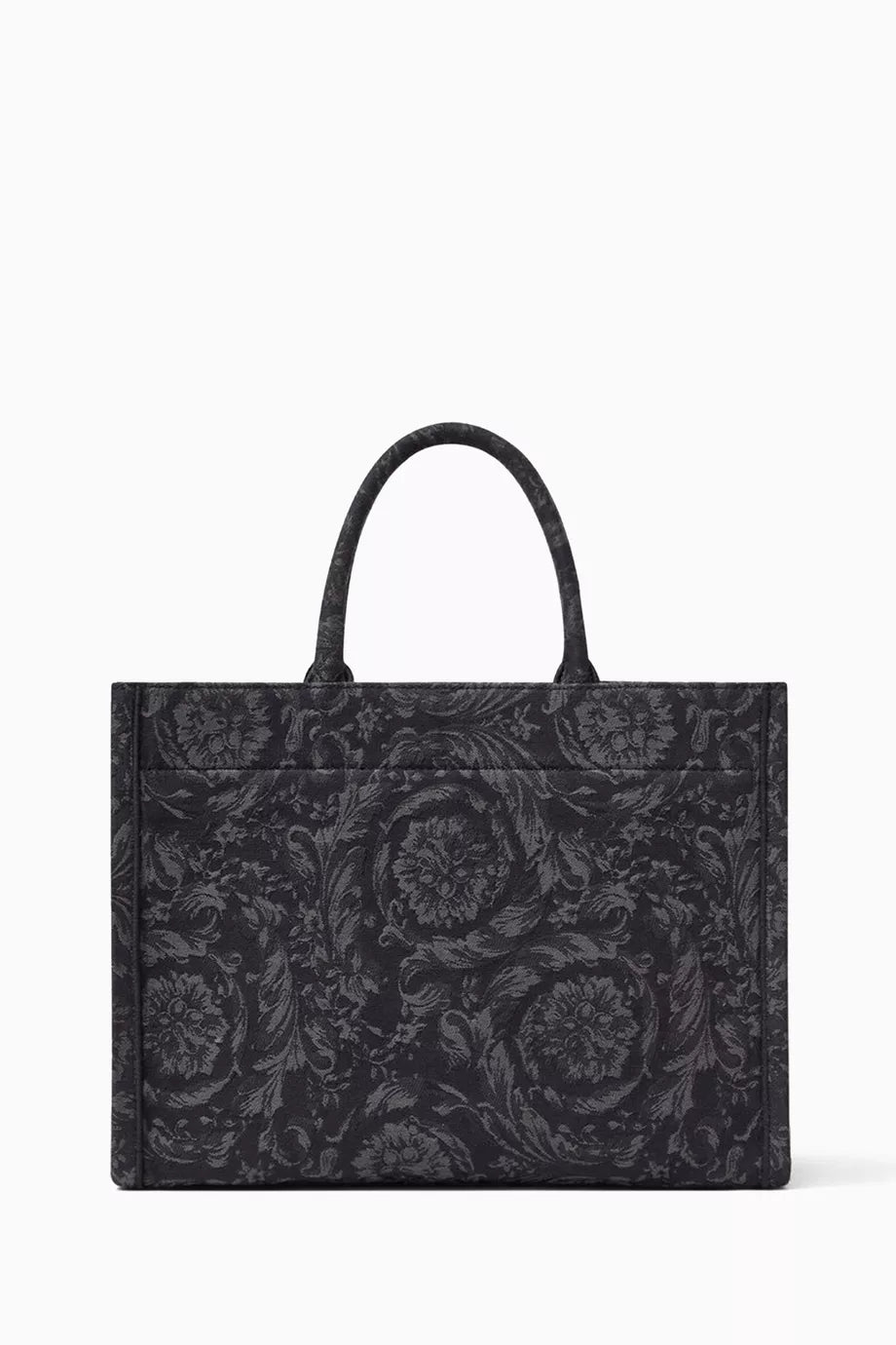 Versace Large Athena Tote Bag in Barocco Jacquard Canvas Black