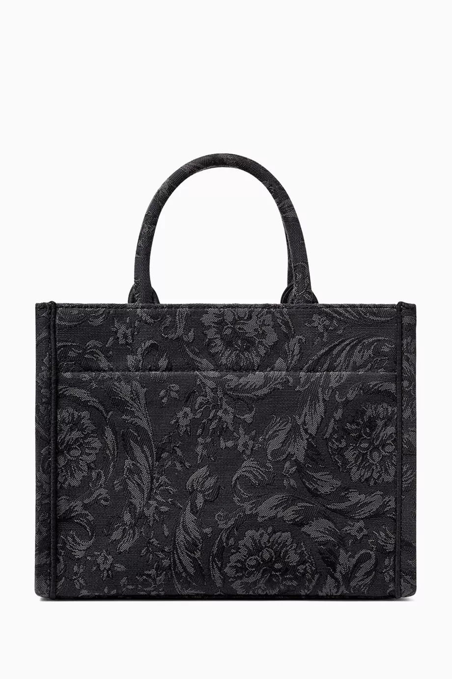 Versace Small Athena Tote Bag in Barocco Canvas Black