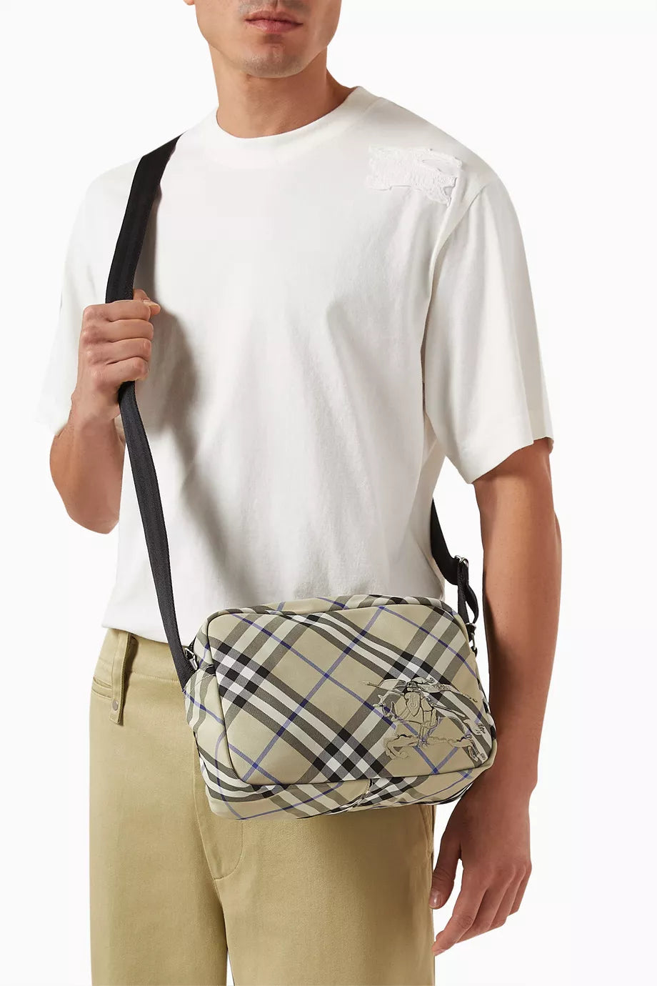 Burberry Check-print Crossbody Bag in Nylon Lichen Men