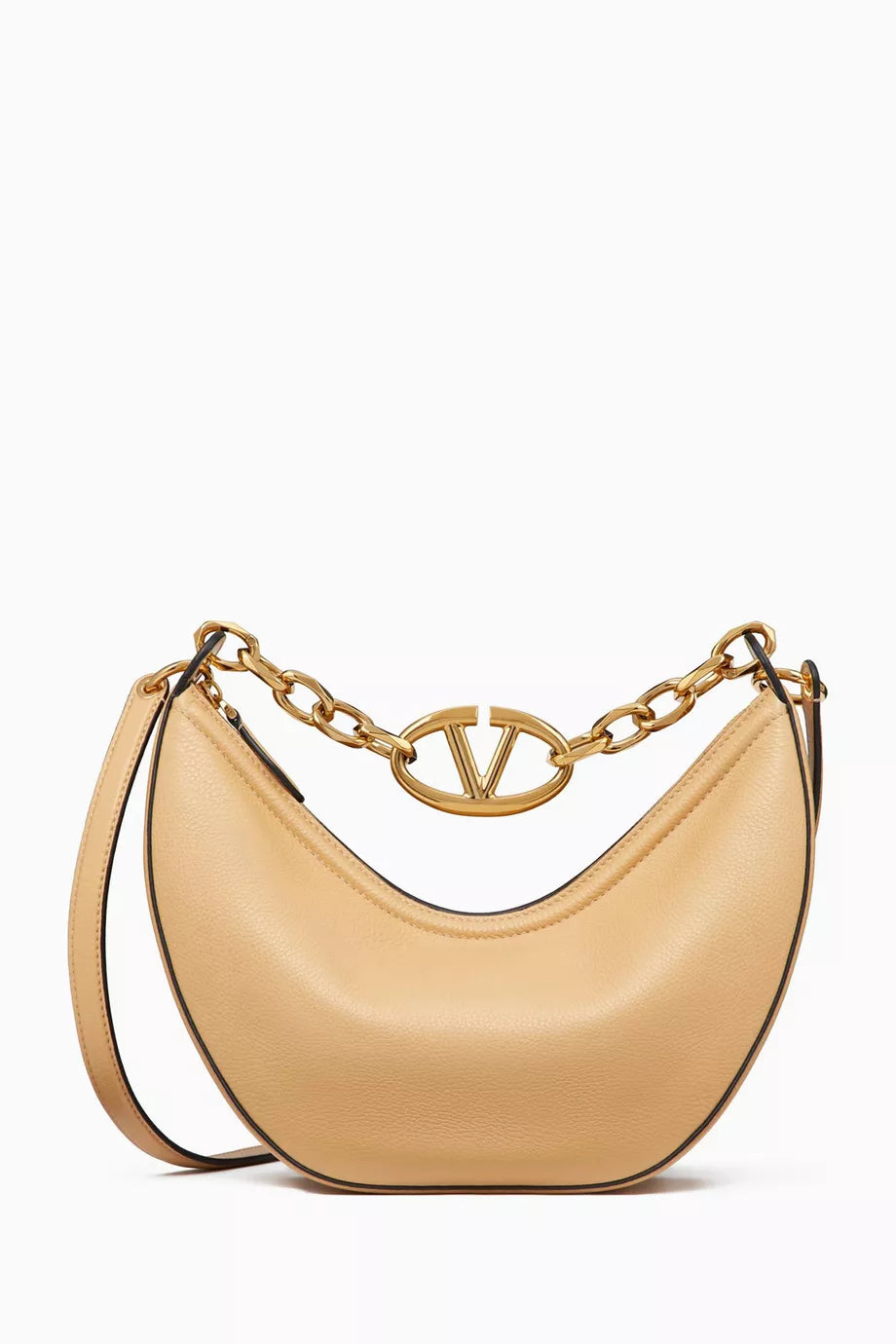 Valentino Valentino Garavani Small Vlogo Moon Hobo Shoulder Bag in Leather