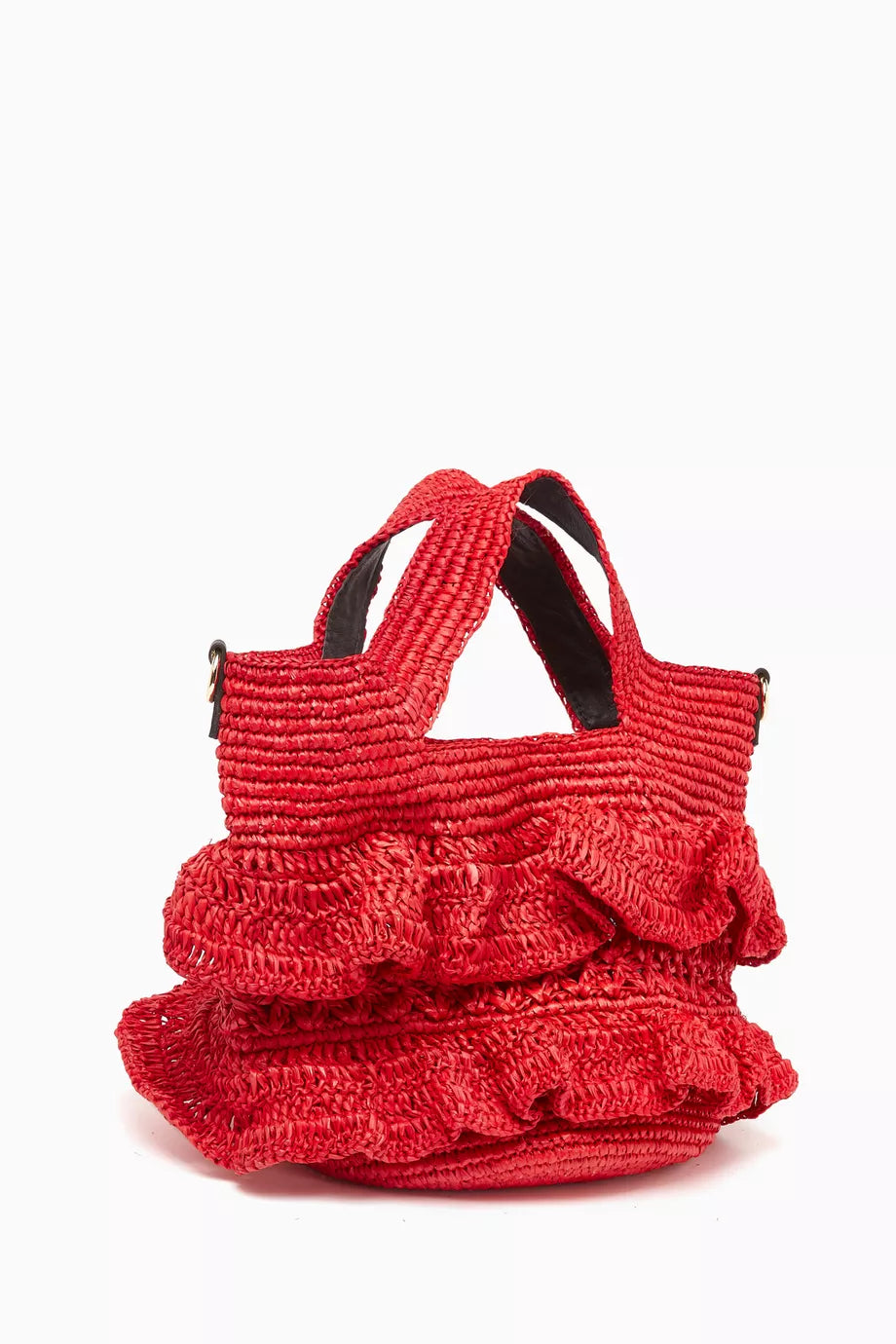 Sensi Studio Medium Ruffle Bag in Toquilla Straw