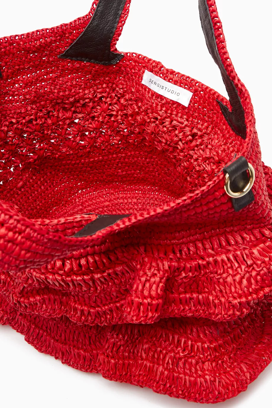 Sensi Studio Medium Ruffle Bag in Toquilla Straw