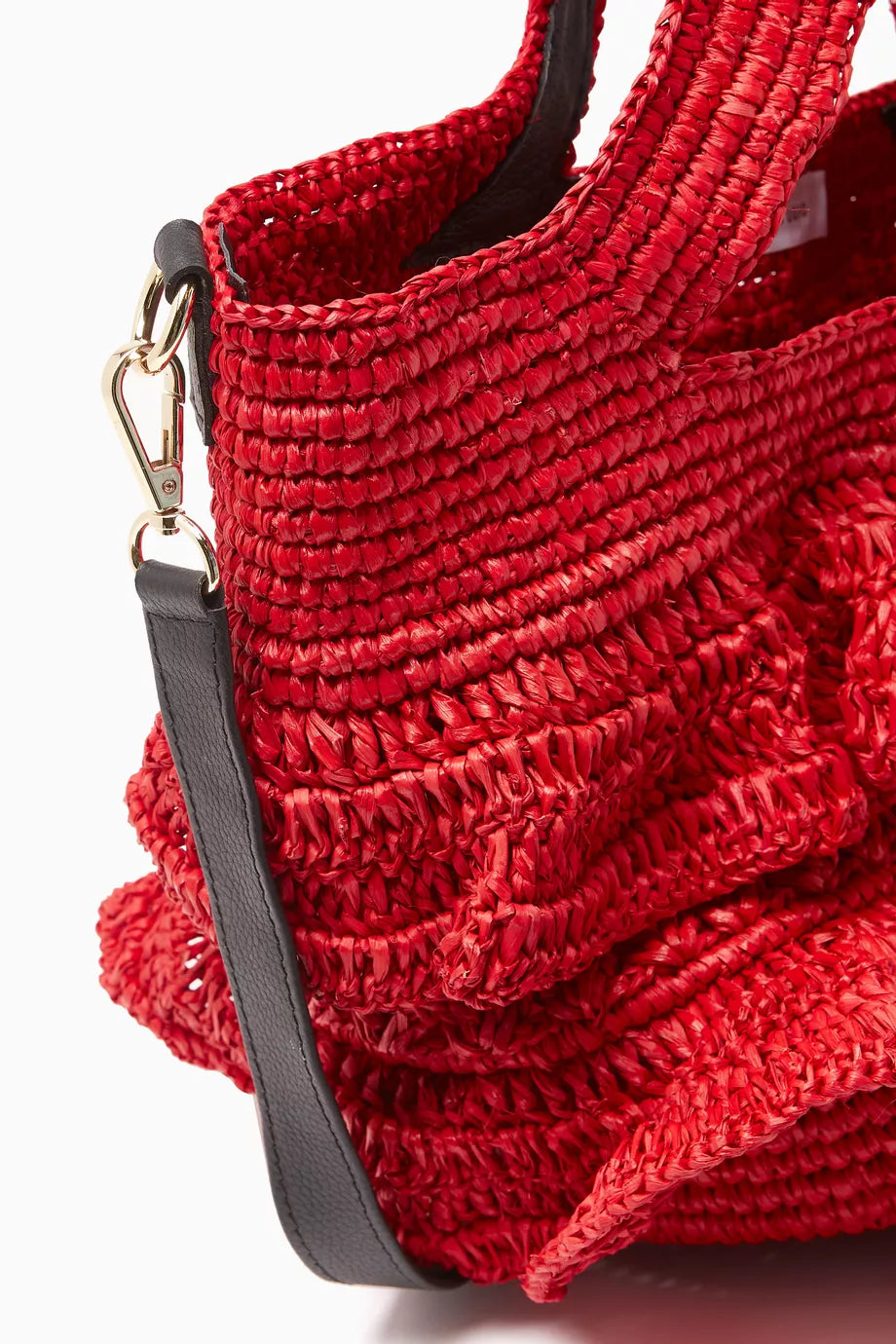 Sensi Studio Medium Ruffle Bag in Toquilla Straw