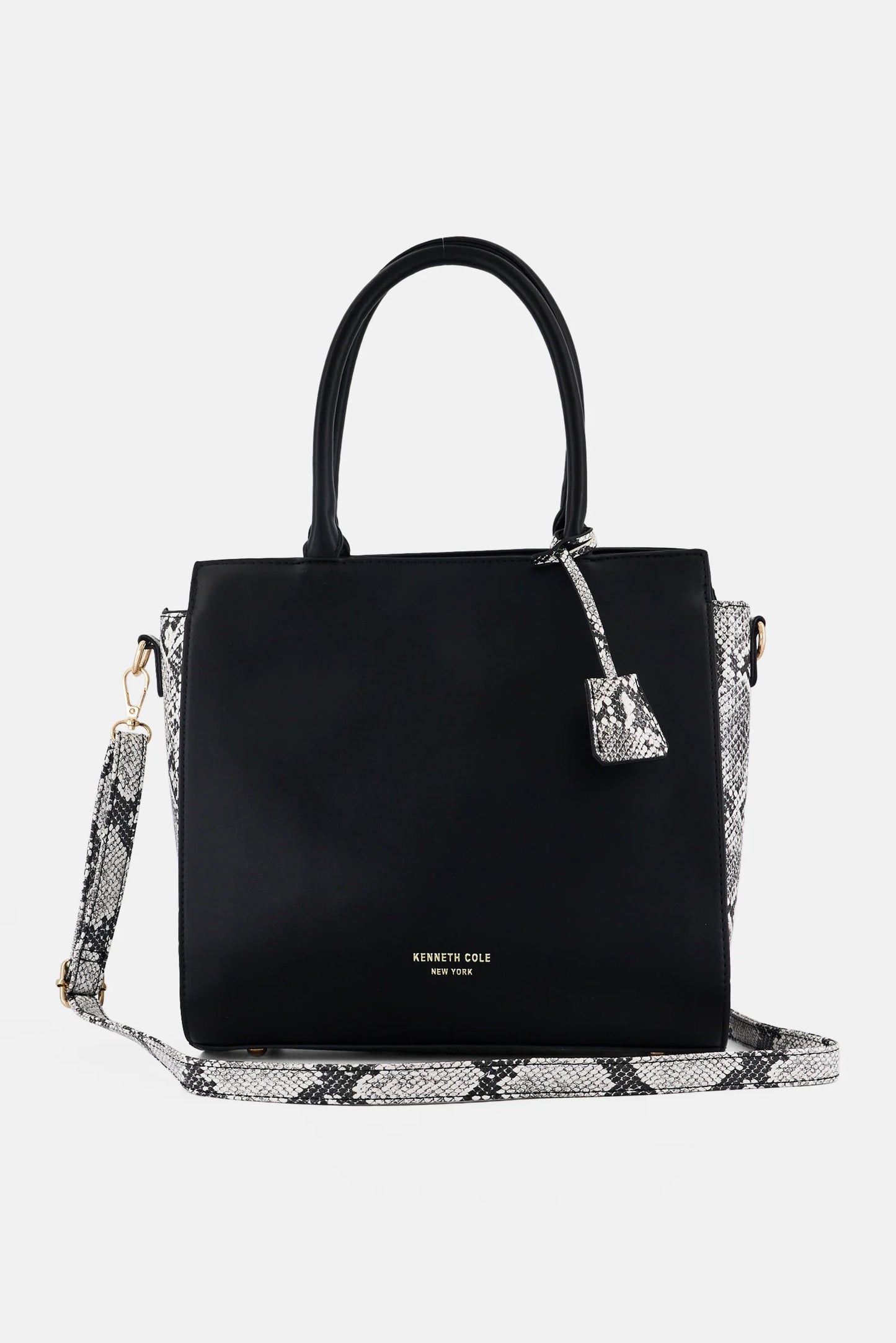 Kenneth Cole Women Snake Print Satchel Bag, Black