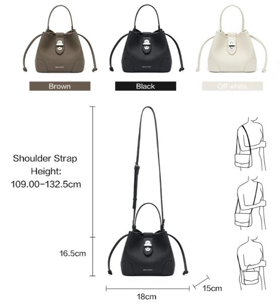 Bostanten Women's Drawstring Bag with Buckle Lock