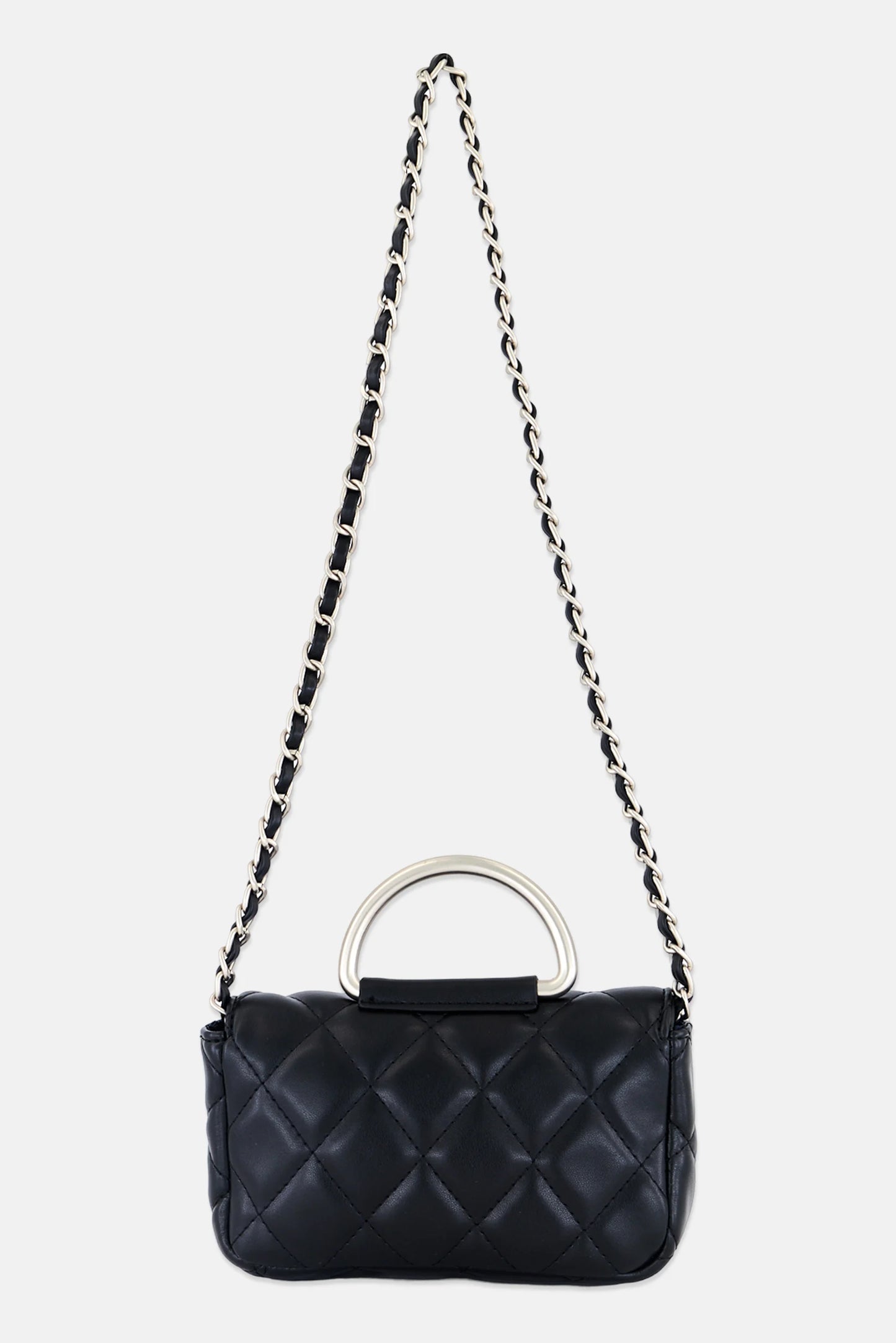 French Connection Quilted Crossbody Bag 11 H x 19 L x 5 W cm, Black