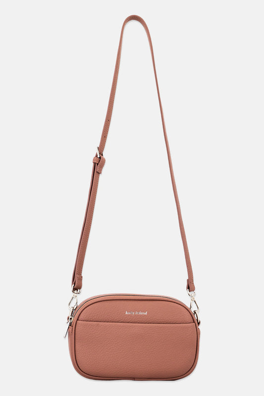 Kathy Ireland Women Brand Logo Leather Crossbody Bag, Dusty Rose