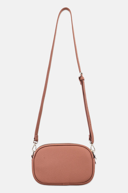 Kathy Ireland Women Brand Logo Leather Crossbody Bag, Dusty Rose