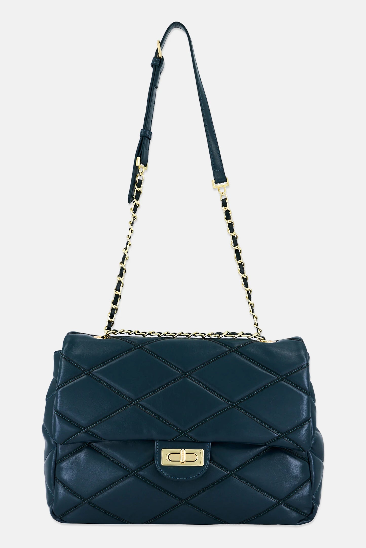 Bebe uilted Turn Lock Cross Body Bag, Teal Green