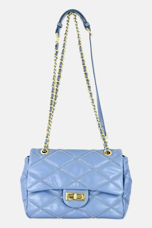 Bebe Quilted Crossbody Bag , Light Blue
