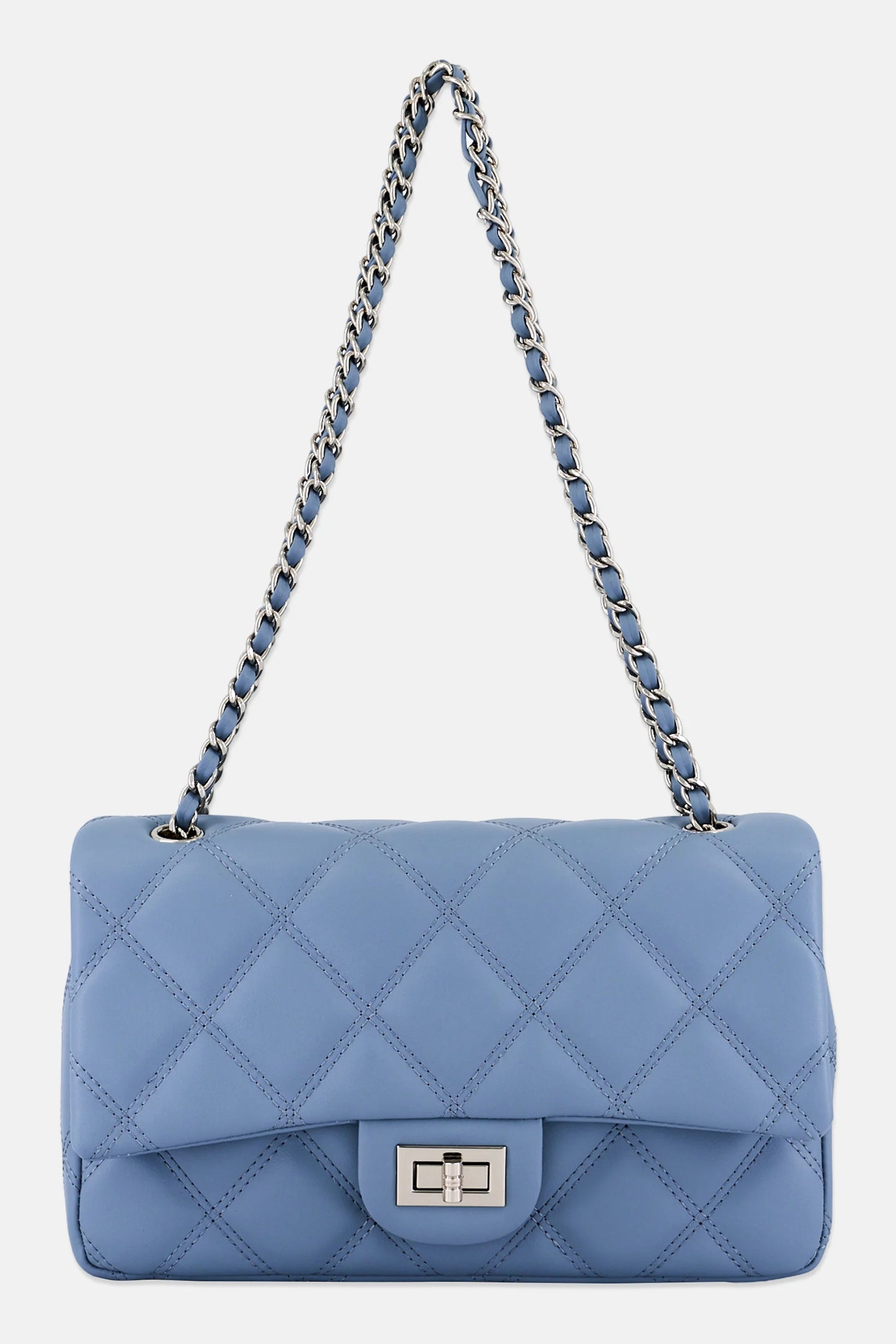 Bebe Quilted Turn Lock Cross Body Bag, Slate Blue