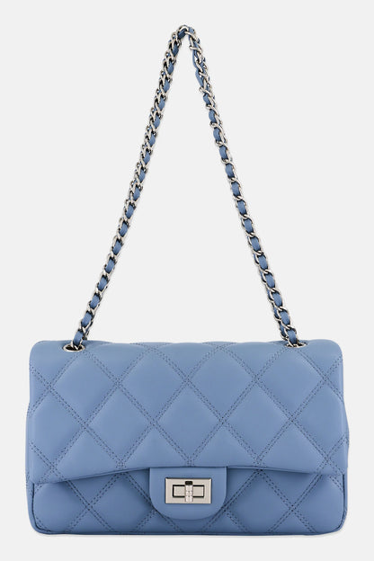 Bebe Quilted Turn Lock Cross Body Bag, Slate Blue