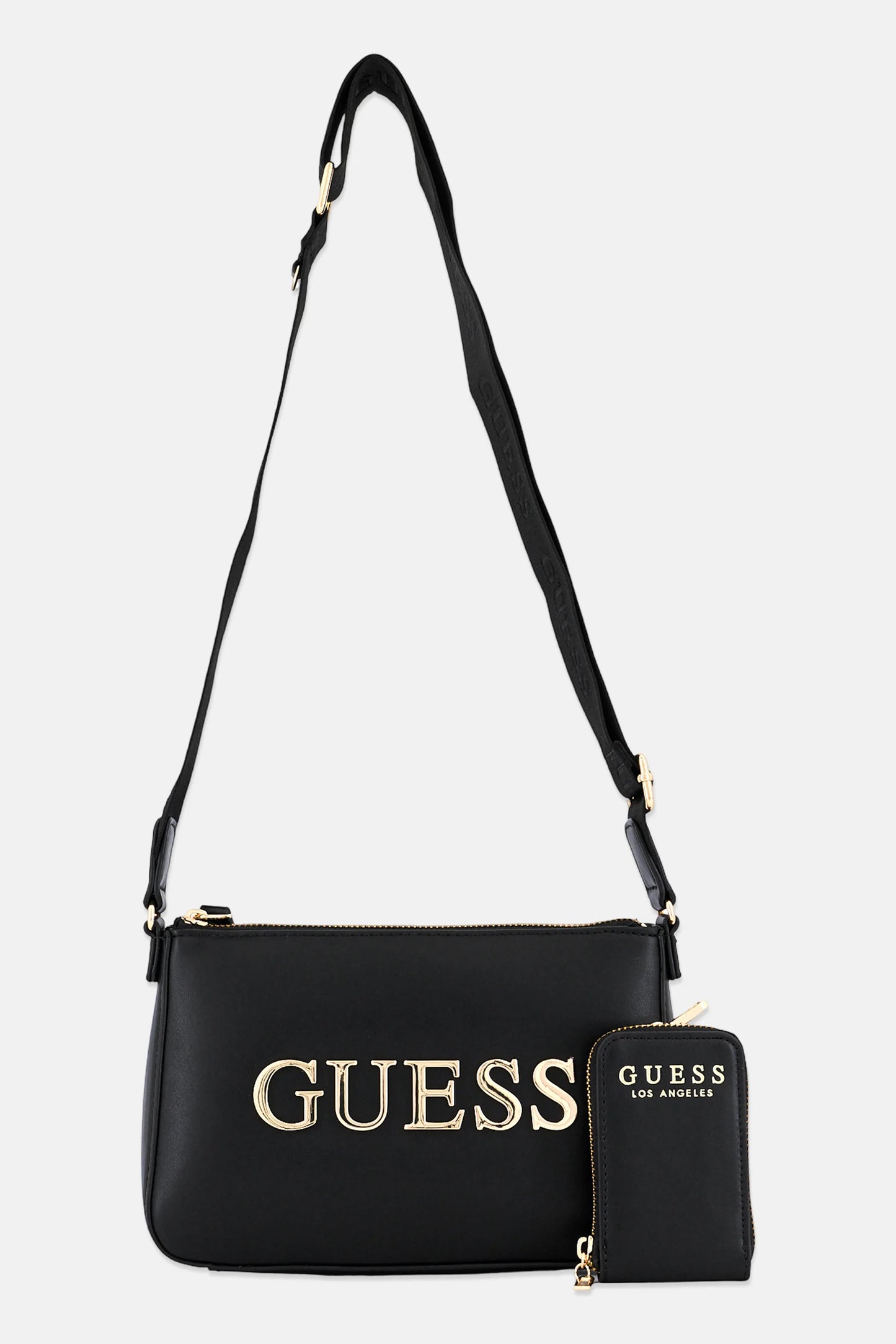 Guess Women Brand Logo Cross Body Bag With Purse, Black
