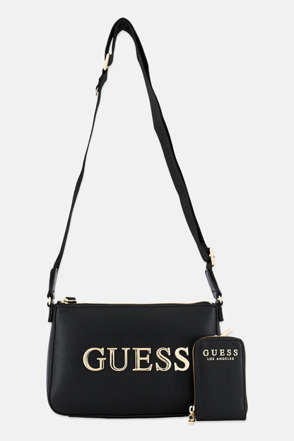 Guess Women Brand Logo Cross Body Bag With Purse, Black