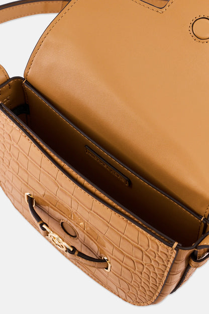 Michael Kors Saddle Crocodile Embossed Cross Body Bag, Tan