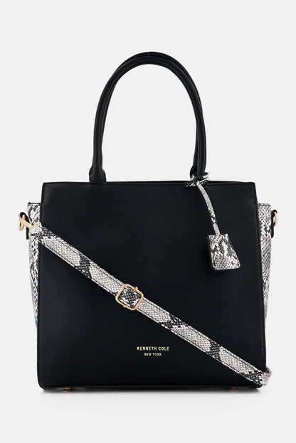 Kenneth Cole Women Snake Print Satchel Bag, Black