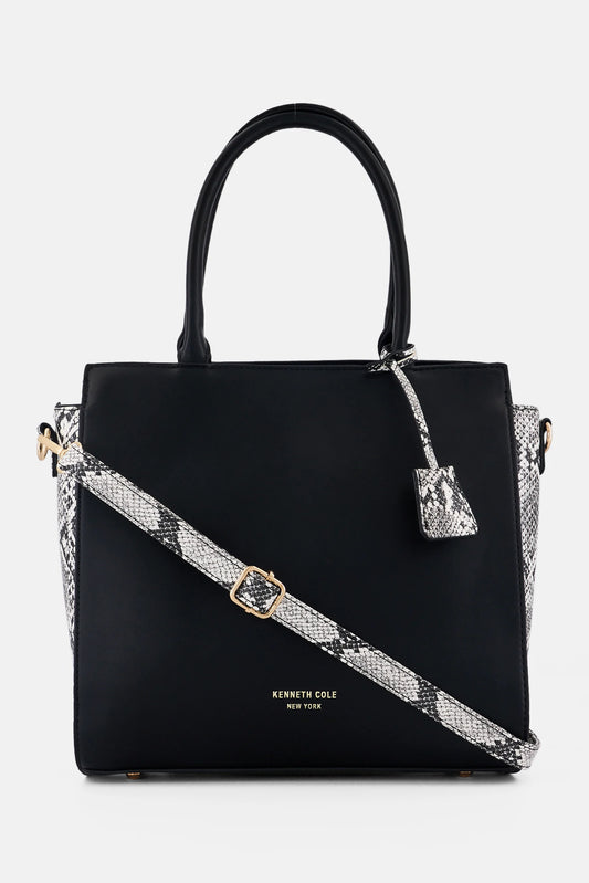 Kenneth Cole Women Snake Print Satchel Bag, Black