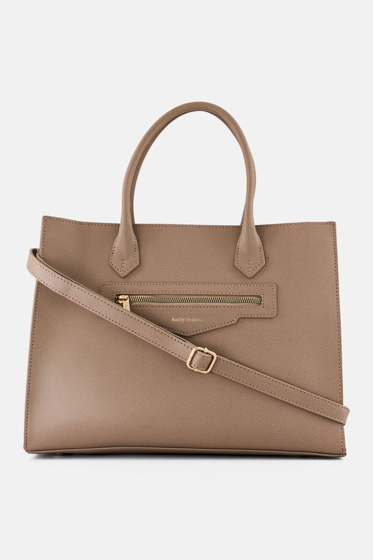 Kathy Ireland Women Brand Logo Handbag, Beige