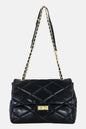 Bebe Women Quilted Turn Lock Handbag, Black