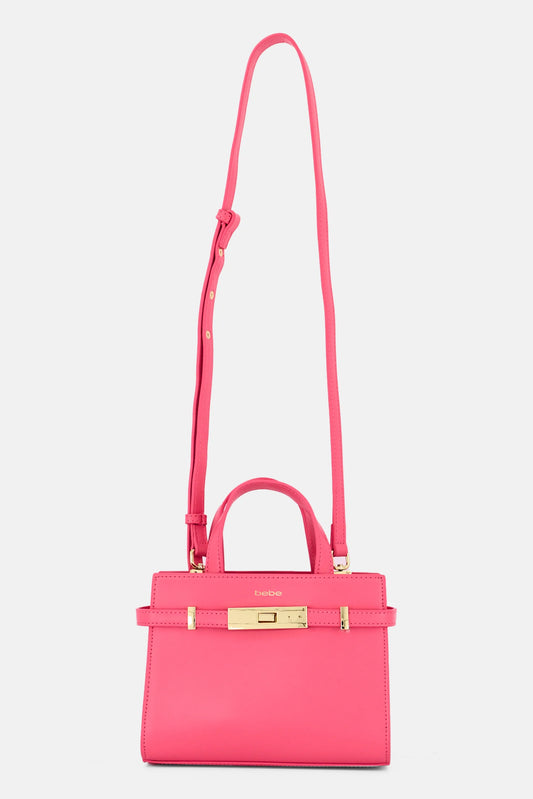 Bebe Women Hardware Detail Satchel Bag 21 L x 17 H x 8 W cm, Pink