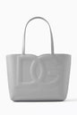 DOLCE & GABBANA Small DG-embossed Logo Tote Bag in Calfskin Grey
