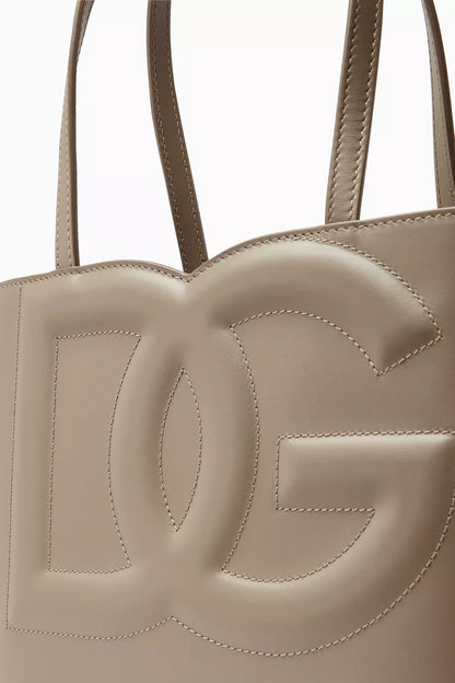 DOLCE & GABBANA Small DG-embossed Logo Tote Bag in Calfskin Camel