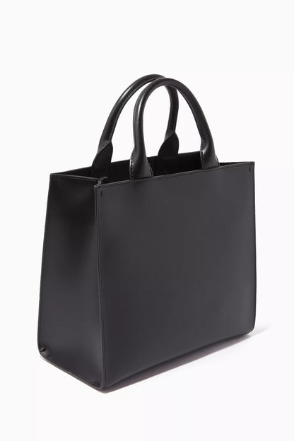DOLCE & GABBANA Small DG Daily Shopper Tote Bag in Calfskin Black
