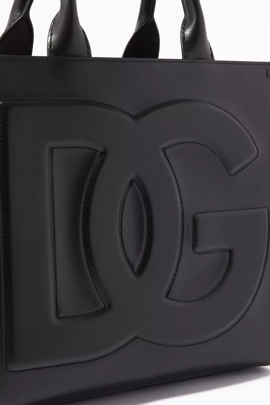 DOLCE & GABBANA Small DG Daily Shopper Tote Bag in Calfskin Black