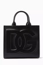 DOLCE & GABBANA Small DG Daily Shopper Tote Bag in Calfskin Black