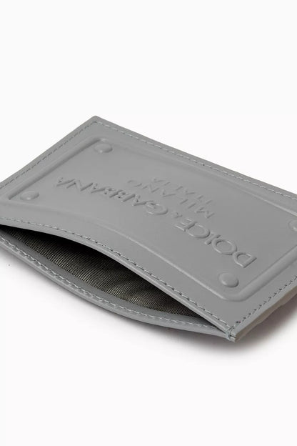 DOLCE & GABBANA Logo Plaque Cardholder in Leather Grey