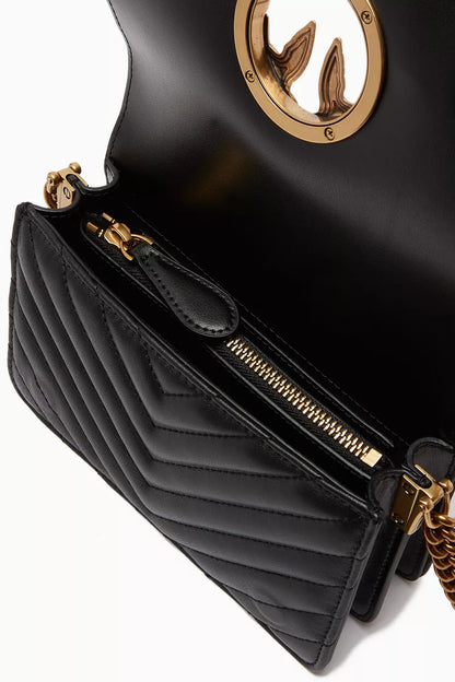 Pinko Mini Love Click Bag in Chevron Leather