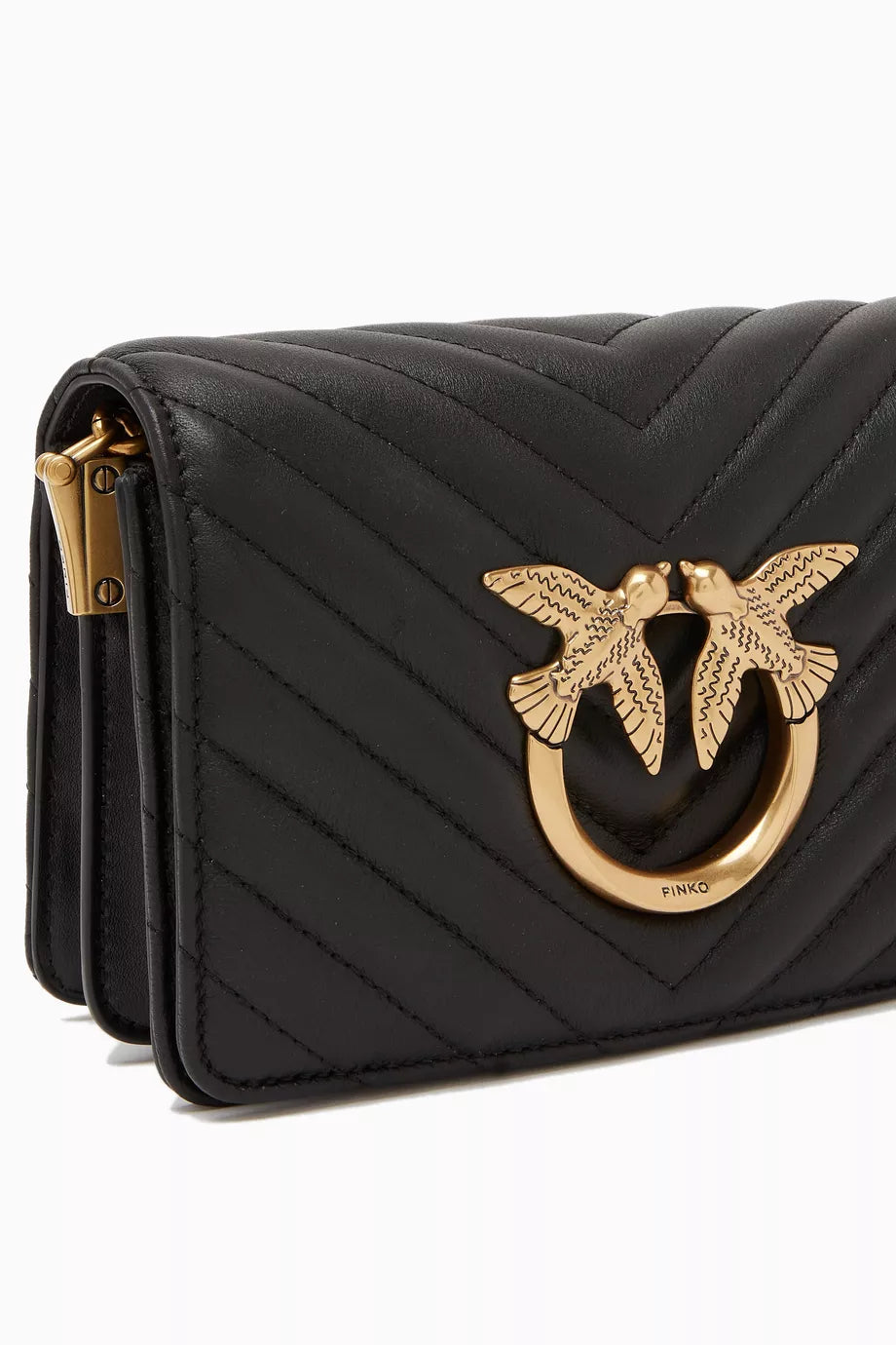 Pinko Mini Love Click Bag in Chevron Leather