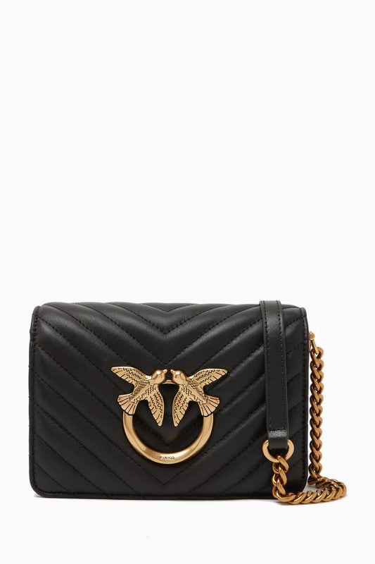 Pinko Mini Love Click Bag in Chevron Leather
