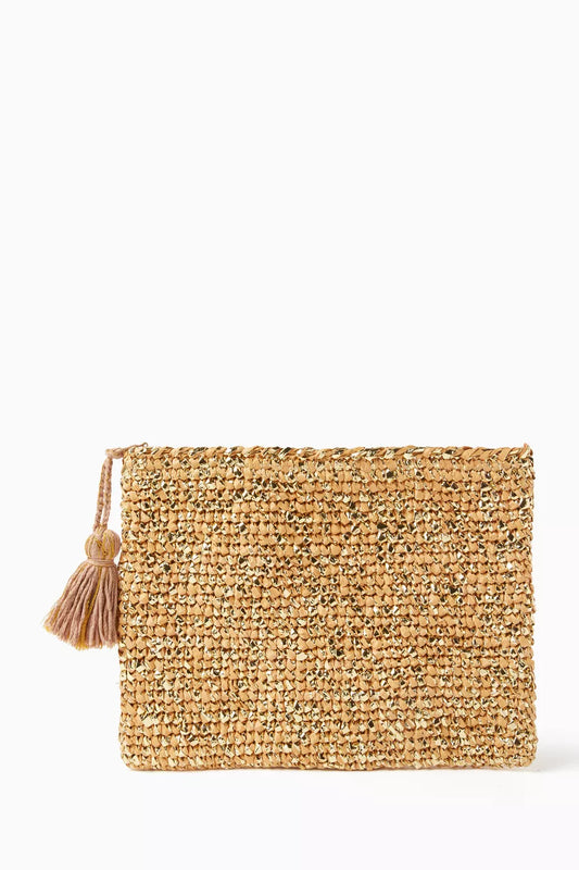 cooperative studio Small Clutch in Metallic Raffia