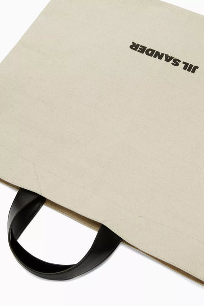 Jil Sander Book Flat Square Shopper in Cotton-linen Canvas