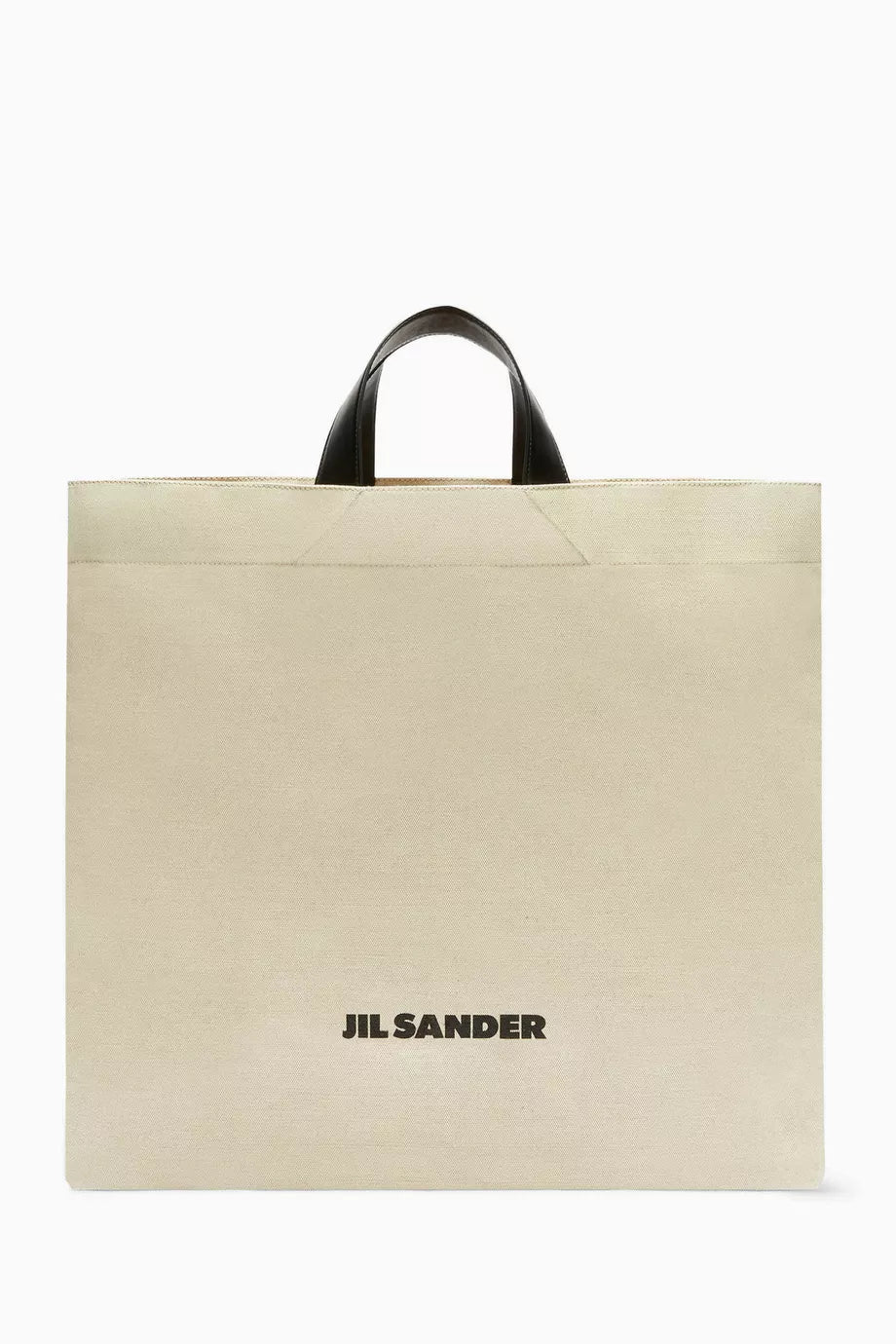 Jil Sander Book Flat Square Shopper in Cotton-linen Canvas