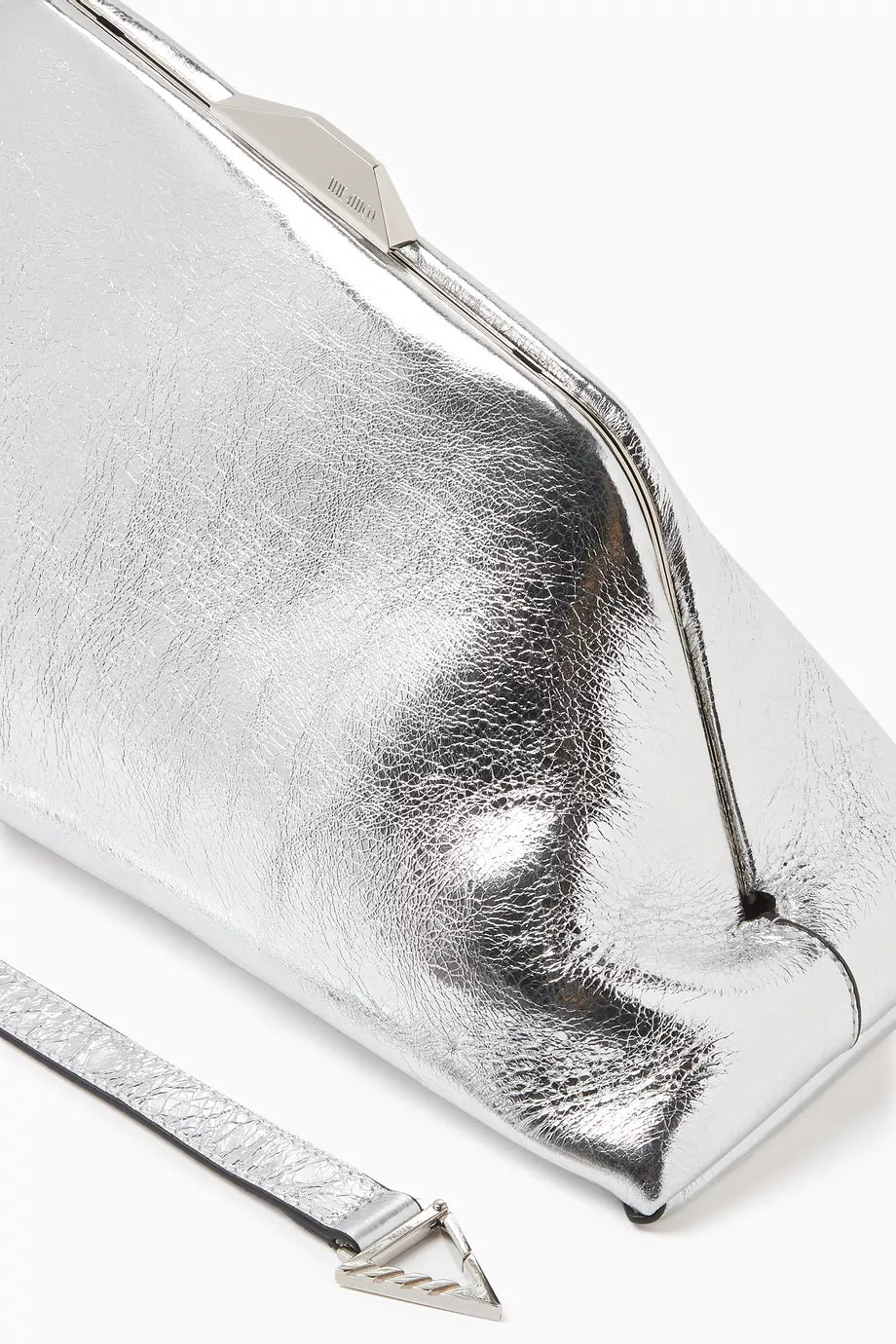 The Attico Day Off Craquele Shoulder Bag in Metallic Leather