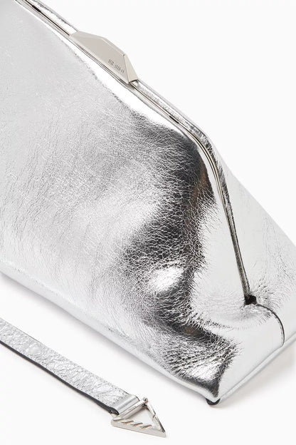 The Attico Day Off Craquele Shoulder Bag in Metallic Leather