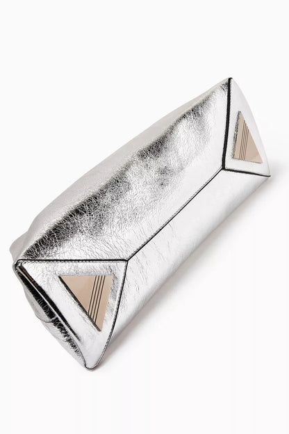 The Attico Day Off Craquele Shoulder Bag in Metallic Leather
