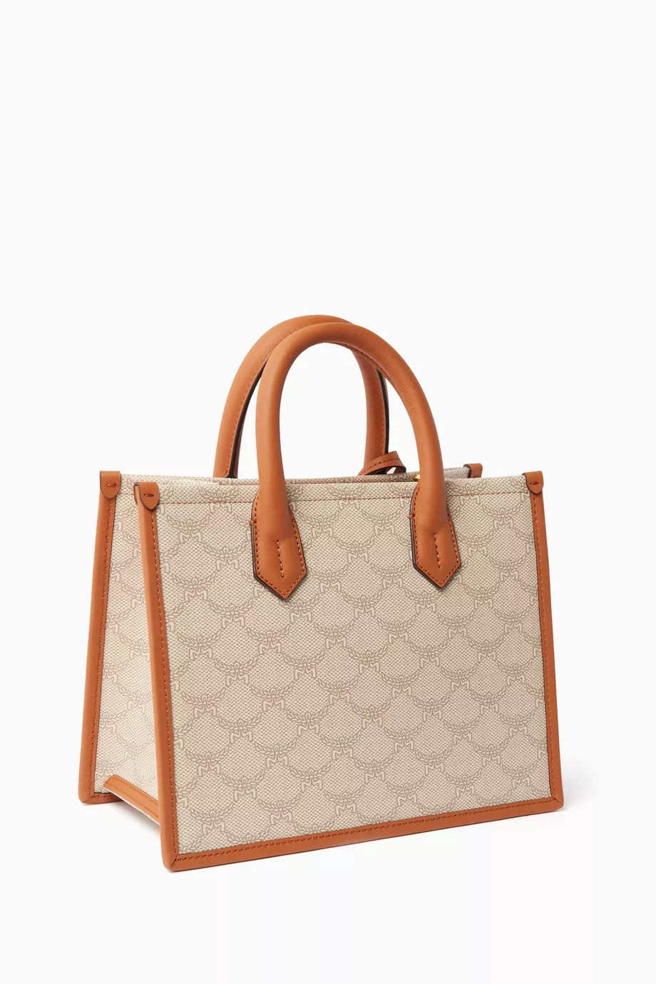 MCM Small Himmel Tote Bag in Canvas Oatmeal