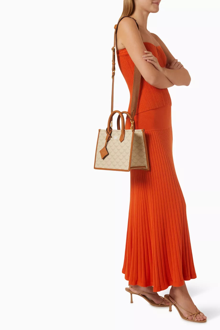 MCM Small Himmel Tote Bag in Canvas Oatmeal