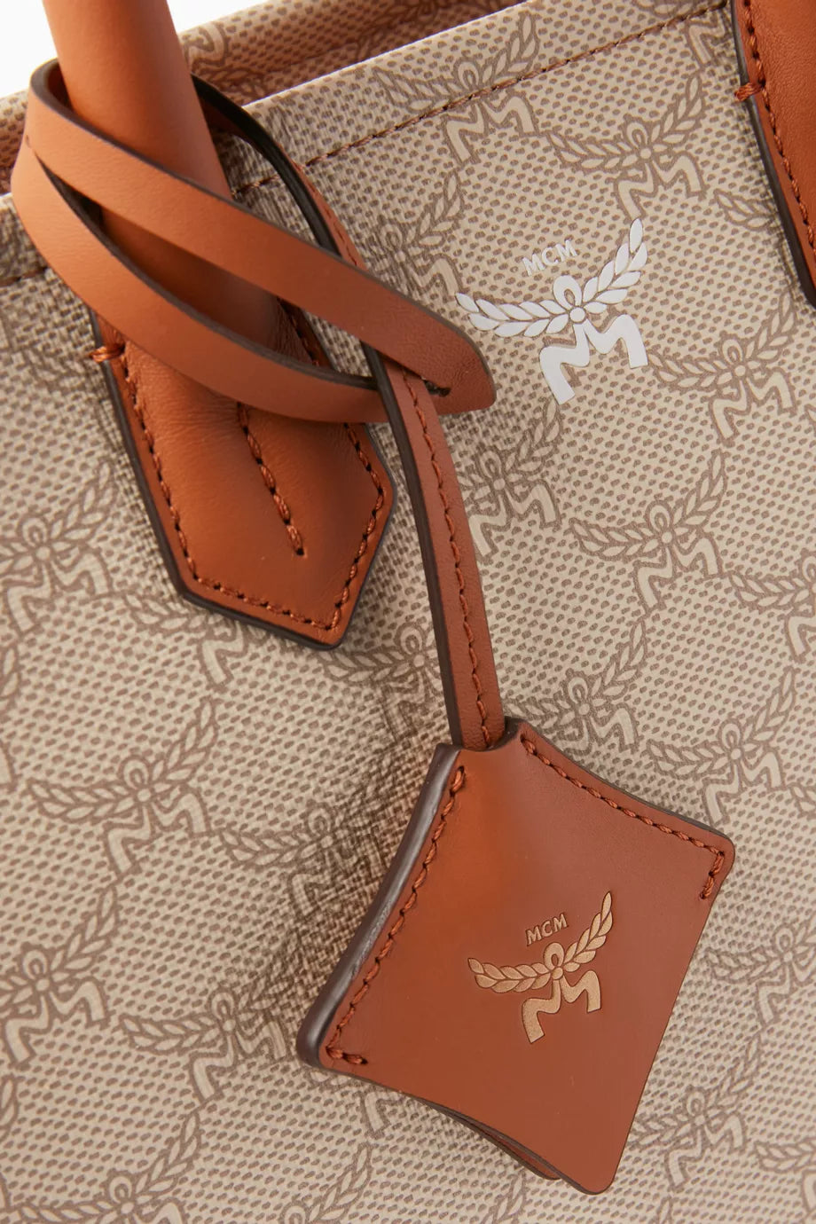 MCM Small Himmel Tote Bag in Canvas Oatmeal