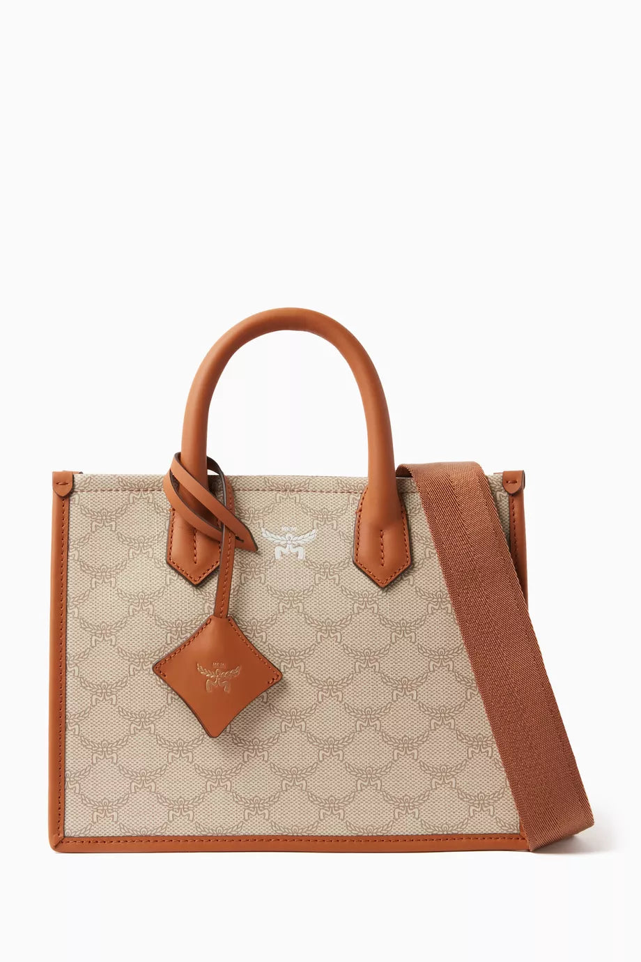 MCM Small Himmel Tote Bag in Canvas Oatmeal