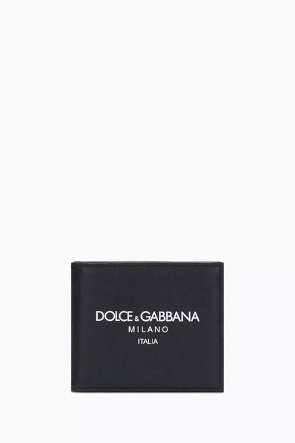 DOLCE & GABBANA Logo Bifold Wallet in Calfskin Leather