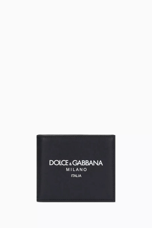 DOLCE & GABBANA Logo Bifold Wallet in Calfskin Leather