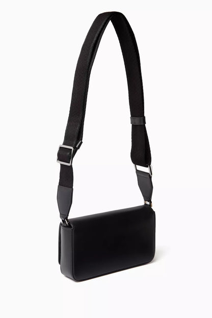 DOLCE & GABBANA Logo-embossed Crossbody Bag in Leather Black